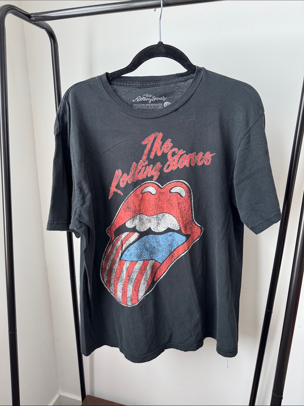 The Rolling Stones Mens Black Graphic T-Shirt - Iconic Tongue Logo